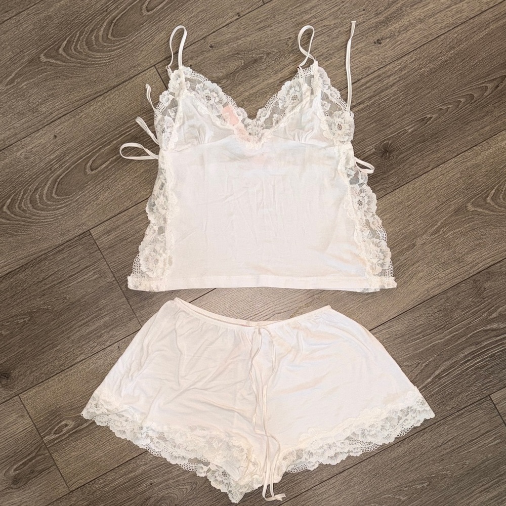Victoria's Secret White Lace Trim Cami Sleep Set